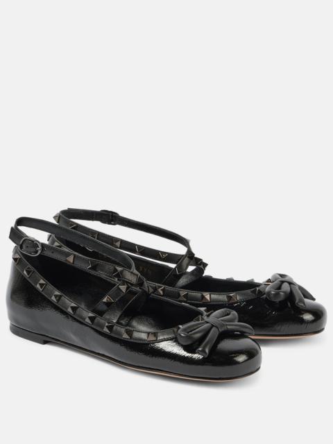 Rockstud patent leather ballet flats