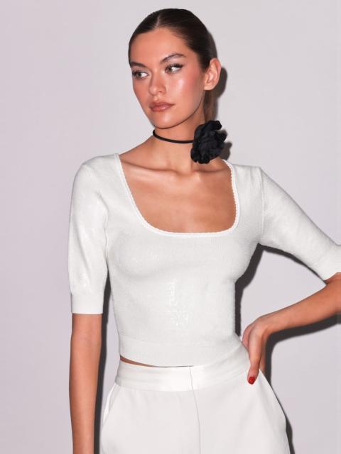 Sequin Knit Scoop Neck Top