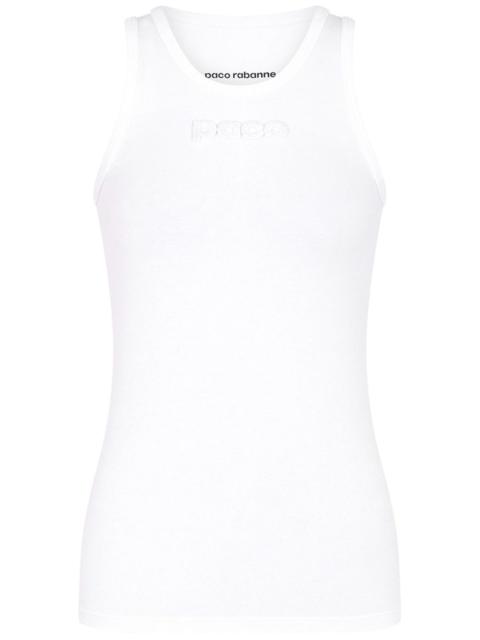 rabanne logo-devoré cotton tank top
