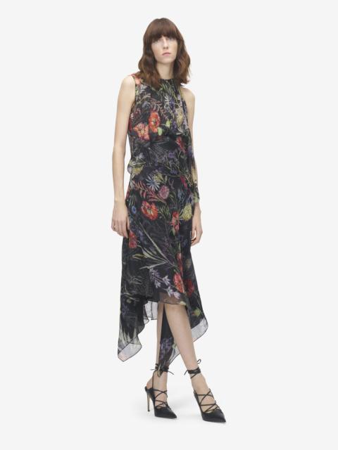 Alexander McQueen Meadow Floral Print Asymmetric Evening Dress