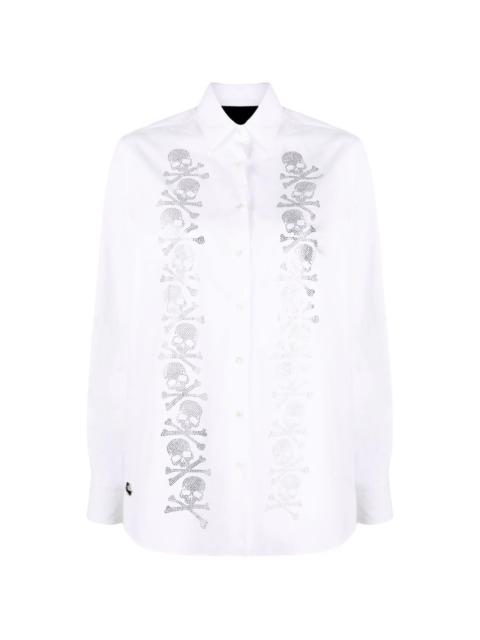 rhinestone-skull button-up shirt