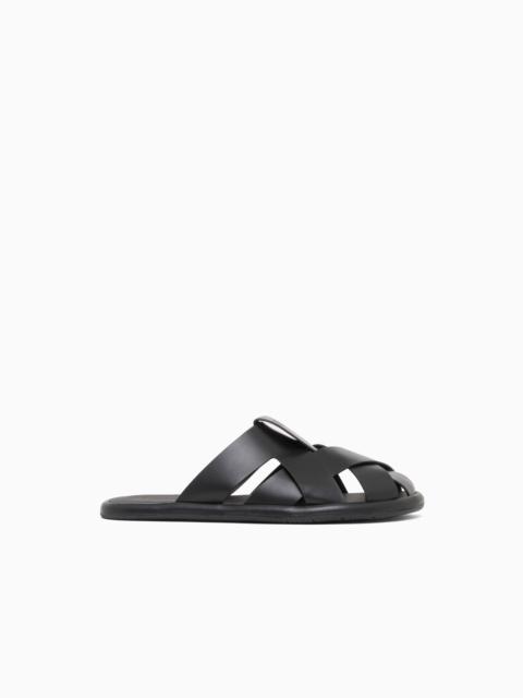 GIORGIO ARMANI CROSS-OVER NAPPED CALFSKIN SANDALS