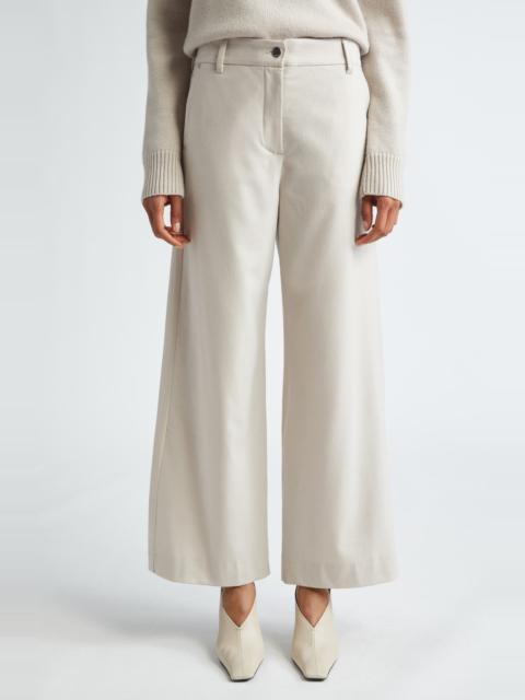 Max Mara Ermes Wide Leg Stretch Virgin Wool Trousers in Ecru at Nordstrom