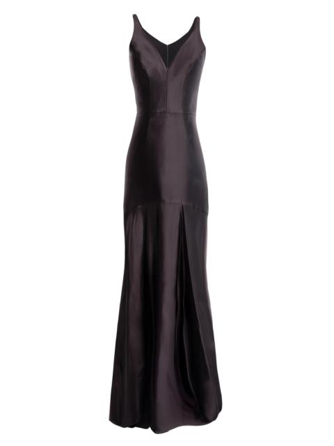 Dress The Population Women's Shirley Seamed Satin Gown - Mocha