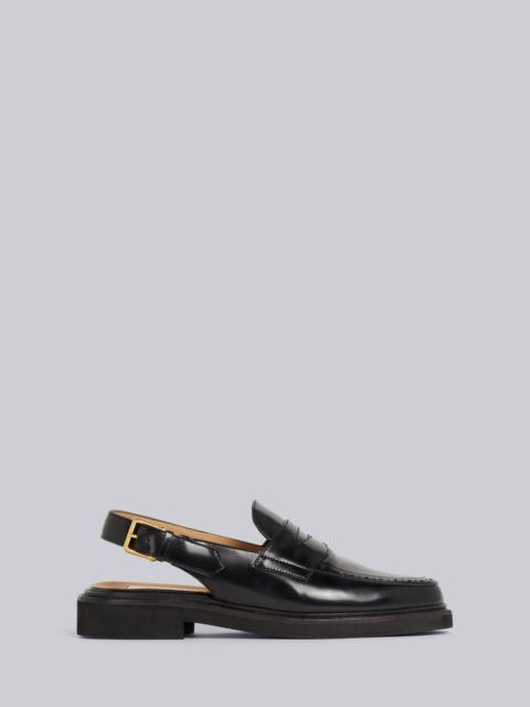 Thom Browne Black Calf Leather Micro Sole Slingback Penny Loafer