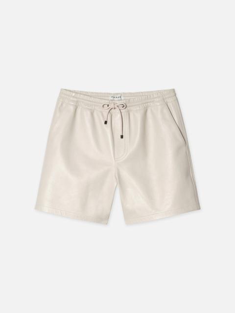 Leather Volley Short in White Canvas
