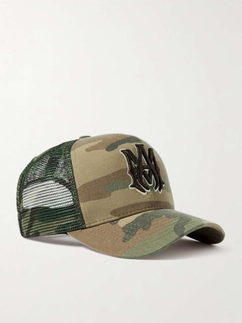 AMIRI MA Logo-Embroidered Camouflage-Print Cotton-Canvas and Mesh Trucker Cap