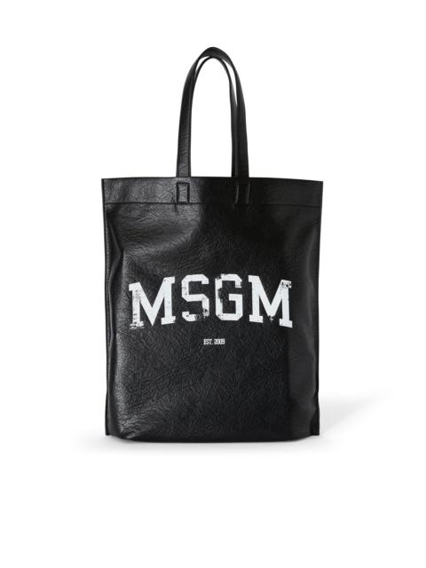 Maxi tote with distressed effect college logo