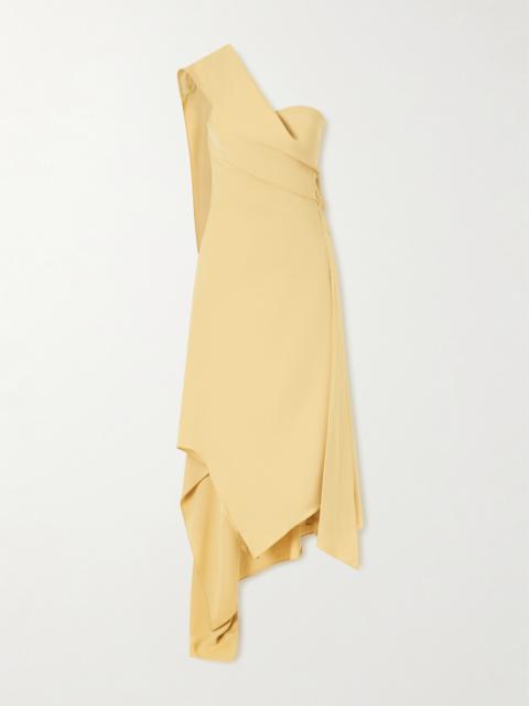MARMAR HALIM Asymmetric Draped Crepe Midi Dress