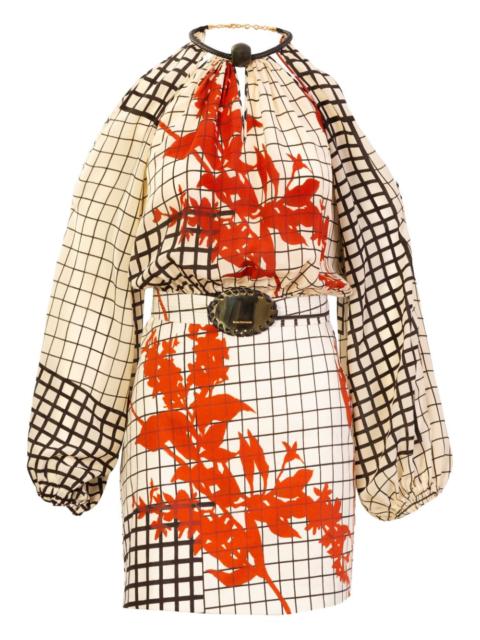 SILVIA TCHERASSI Jackson geometric-print cut-out mini dress