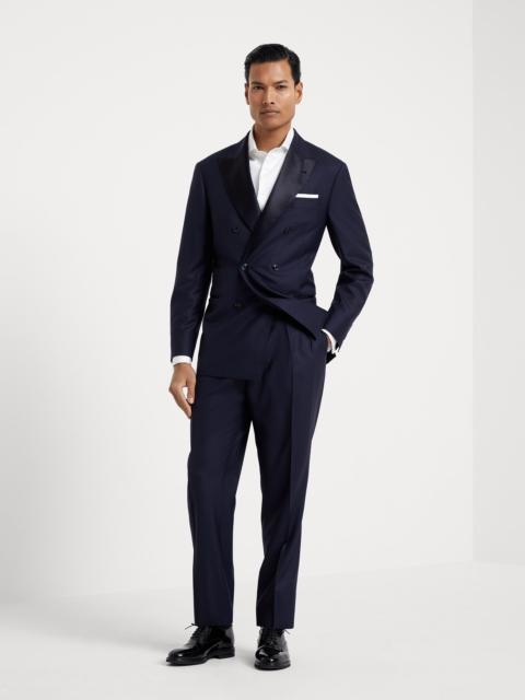 Brunello Cucinelli Lightweight virgin wool and silk twill tuxedo with one-and-a-half breasted jacket and double-pleated