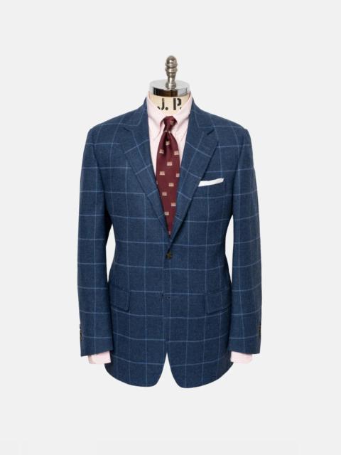 J. PRESS MADE-IN-CANADA MEDIUM BLUE WITH LIGHT BLUE WINDOWPANE SPORT COAT