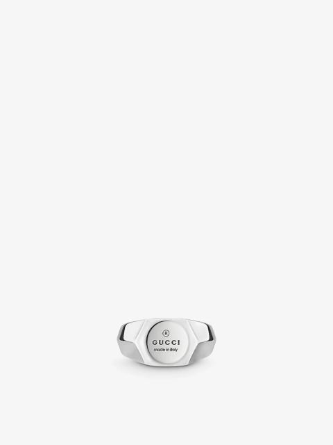 GUCCI Trademark logo-engraved 925 sterling-silver ring