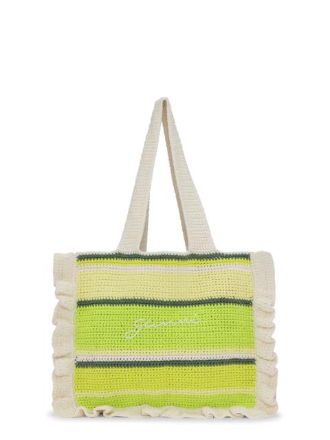 GANNI COTTON CROCHET FRILL TOTE BAG