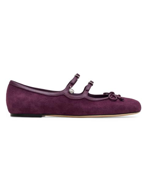 Marc Jacobs Women's The Kiki Bow-Detailed Suede Ballerina Flats - Dark Plum