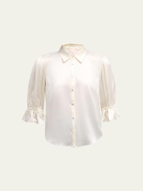 Cinq à Sept Fiona Silk Satin Short-Sleeve Top