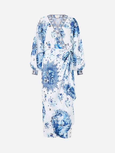CAMILLA WRAP MIDI DRESS THE PORCELAIN PARLOUR