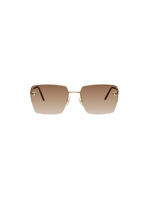 Gold 'Panthère de Cartier' Square Sunglasses