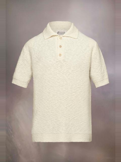 Nostalgic boucle knit polo shirt