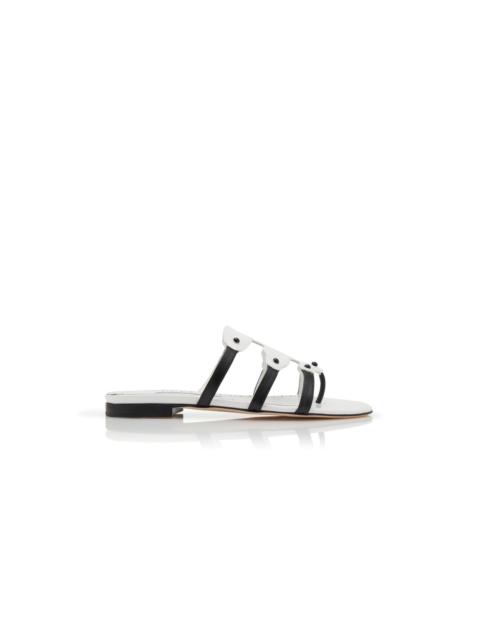 Manolo Blahnik White Patent Leather Flat Sandals