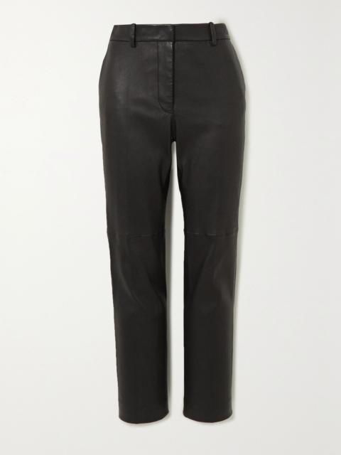 JOSEPH Coleman leather slim-fit pants Black
