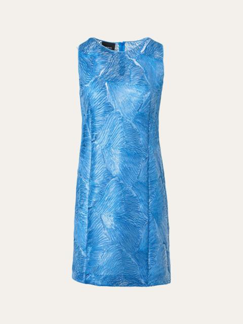 AKRIS Lacquered Sea Faille Sleeveless Shift Mini Dress