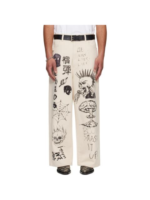 LU'U DAN Off-White Blue Collar Jeans