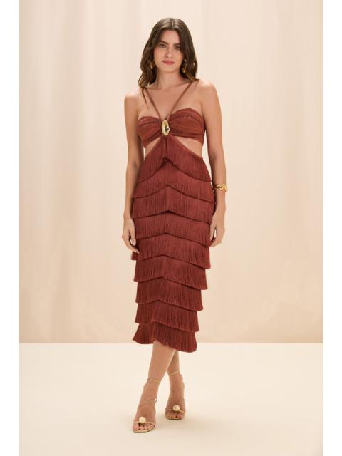 PatBO AMBER FRINGE MIDI DRESS