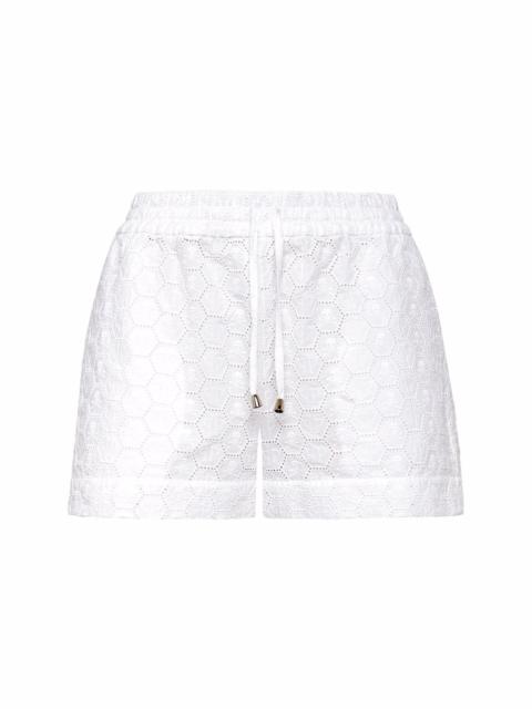 logo-embroidered lace shorts