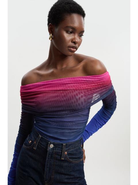 KAREN MILLEN Ombre Jersey Mesh Bardot Bodysuit