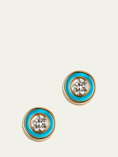 SYDNEY EVAN 14k Enamel Diamond Stud Earring, Turquoise