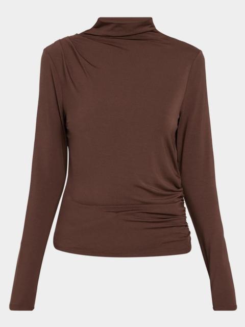 VERONICA BEARD Mylie Draped High-Neck Top
