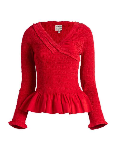 DAMSON MADDER. Damson Madder Suri Shirred Cotton Blouse