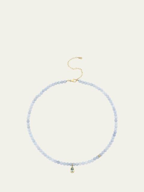 SYDNEY EVAN 14K Pear Aquamarine Beaded Necklace