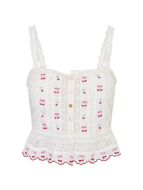 LoveShackFancy Vietta Cotton Peplum Top white
