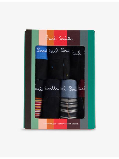 Paul Smith Striped Logo-Branded Pack Of Seven Cotton-Jersey Trunks