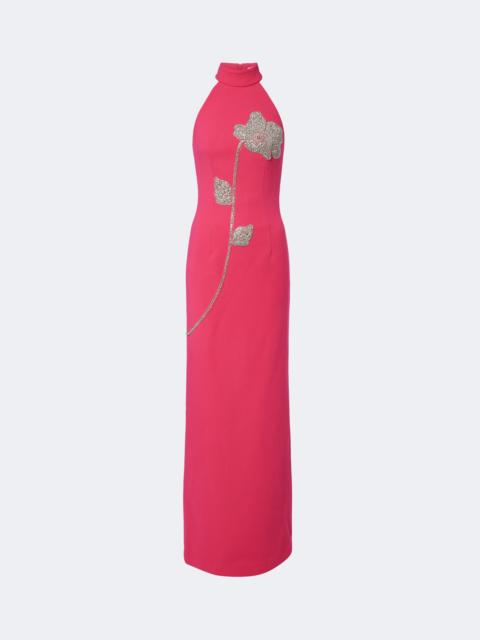 REBECCA VALLANCE Starlight floral embellished crêpe gown