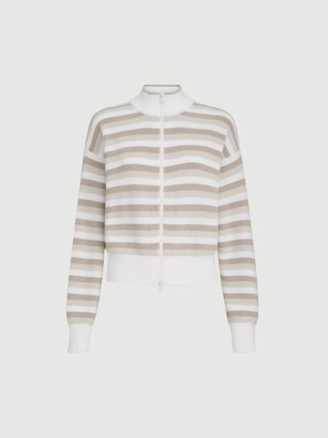 Brunello Cucinelli Rib knit cotton cardigan with stripes
