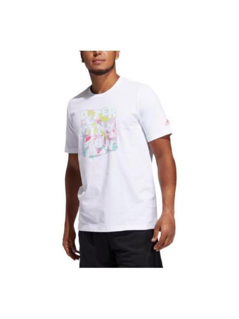 Men's adidas Minimalistic Alphabet Printing Casual Round Neck Short Sleeve White T-Shirt GK3603