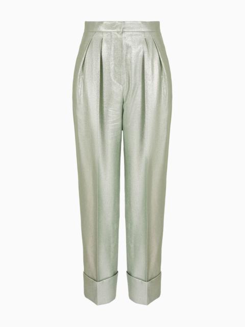 GIORGIO ARMANI High-waisted trousers in fluid armure lurex