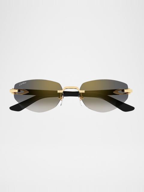 Cartier C Decor Cat-Eye Metal Sunglasses