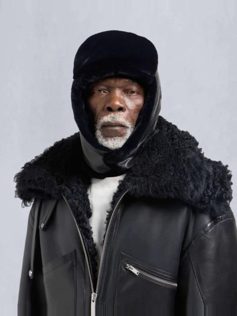 MOOSE KNUCKLES ARCTIC SHEARLING-LEATHER PILOT HAT