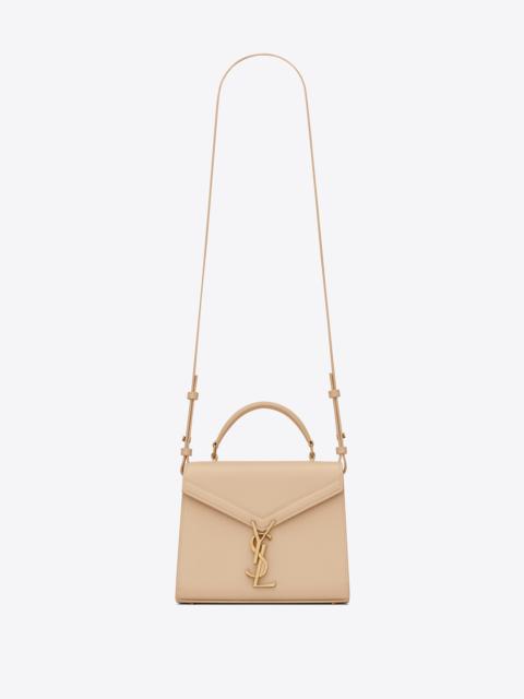 SAINT LAURENT cassandra mini top handle bag in grain de poudre embossed leather