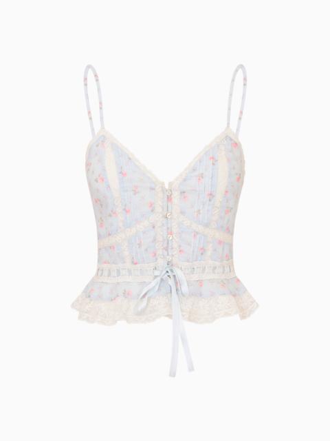 LoveShackFancy Avra Floral Cotton Peplum Cami