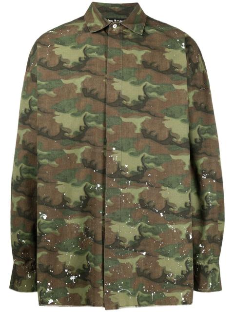 camouflage logo print shirt