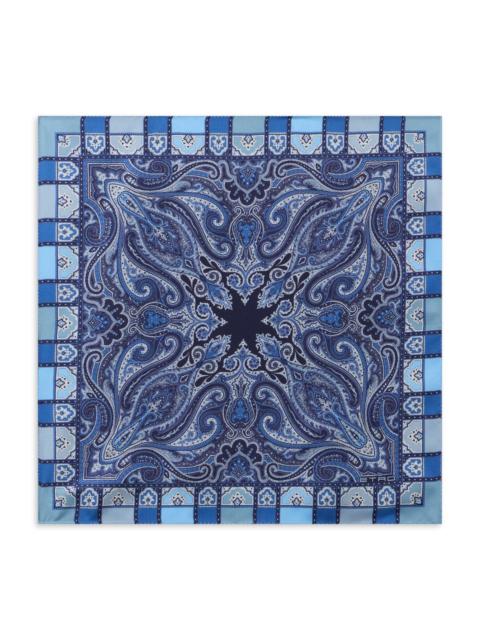 Etro Men's Paisley Silk Neck Scarf - Printed Blue Base