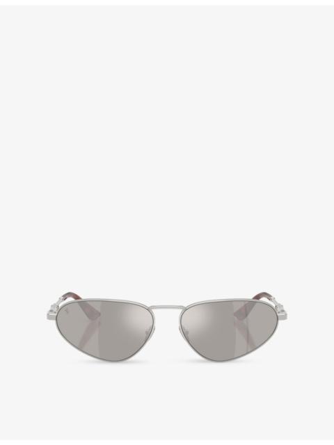 Ferrari FH1038 Oval-Frame Metal sunglasses