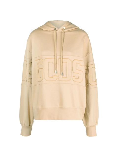GCDS logo-motif cotton hoodie