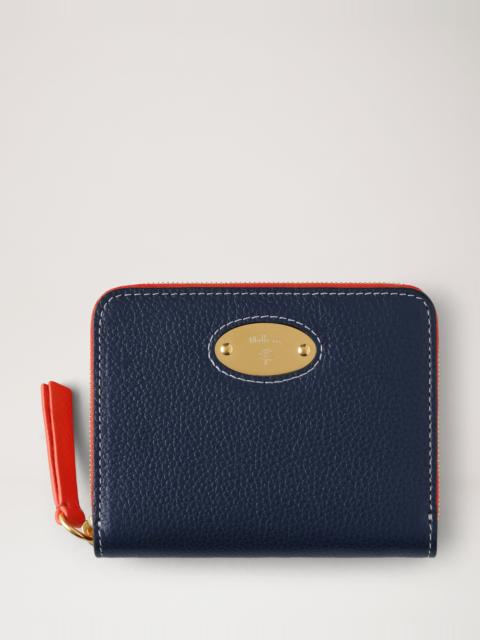 Mulberry Mulberry Plaque Small Zip Around Purse Night Sky & Coral Orange Small Classic Grain