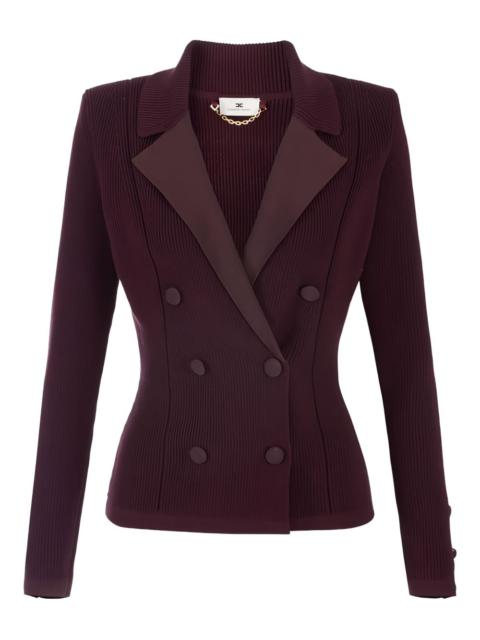 ELISABETTA FRANCHI double-breasted ribbed-knit blazer